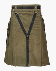 Green utility kit made of cotton-olive - Scottish Kilt Jacket™ USA-UK