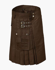 Personalized Brown Utility Kilt - Scottish Kilt Jacket™ USA-UK