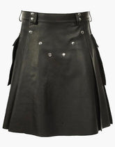MODERN BLACK LEATHER KILT - Scottish Kilt Jacket™ USA-UK