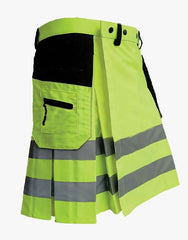 LUMINOUS GREEN AND BLACK FIREFIGHTER KILT - Scottish Kilt Jacket™ USA-UK