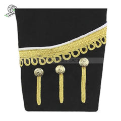 Front 6-Button Zip Closure Black Pipe Band Doublet With Gold Braid White Piping Jacket