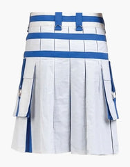 WHITE AND BLUE HYBRID KILT IN A GOTHIC STYLE - scottish kilt jacket