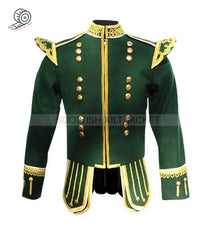 Green Pipe Band Doublet With White Piping 11 And A Decorative Gold Braid Jacket