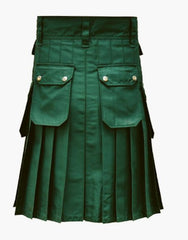 Multiple pockets in a green utility kilt - Scottish Kilt Jacket™ USA-UK