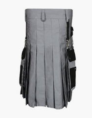 Two-tone utility hybrid kit in grey and black color - scottish kilt jacket