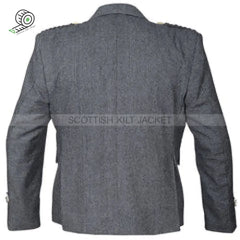 Grey Tweed Wool Argyll Vest With Five Buttons Kilt Jackets