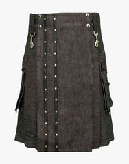 STRAPS ON A HEAVY DENIM KILT - Scottish Kilt Jacket™ USA-UK
