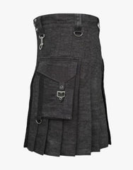 STRAPS ON A HEAVY DENIM KILT - Scottish Kilt Jacket™ USA-UK