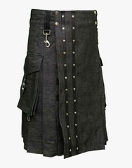 STRAPS ON A HEAVY DENIM KILT - Scottish Kilt Jacket™ USA-UK