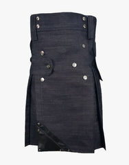 DENIM KILT WITH HEAVY DUTY LEATHER - Scottish Kilt Jacket™ USA-UK
