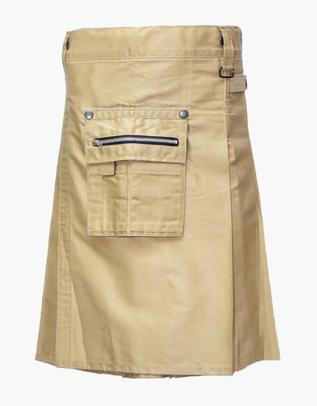 FRONT POCKET HEAVY DUTY KHAKI UTILITY KILT - Scottish Kilt Jacket™ USA-UK