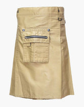 FRONT POCKET HEAVY DUTY KHAKI UTILITY KILT - Scottish Kilt Jacket™ USA-UK