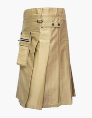 FRONT POCKET HEAVY DUTY KHAKI UTILITY KILT - Scottish Kilt Jacket™ USA-UK