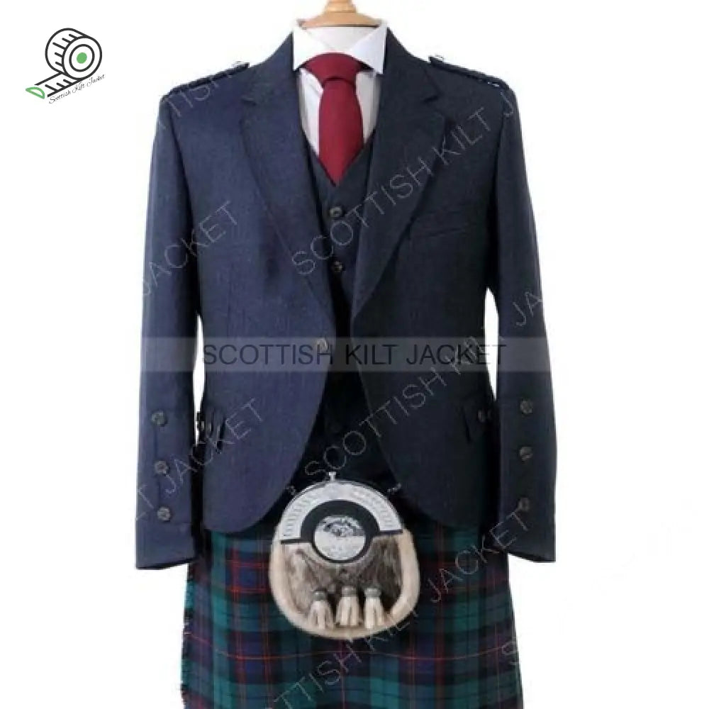Highland Crail Jacket and Waistcoat in Midnight Blue Arrochar Tweed