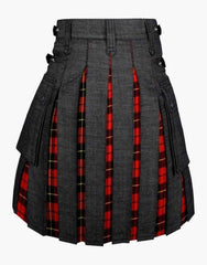 RED HYBRID DENIM KILT - Scottish Kilt Jacket™ USA-UK
