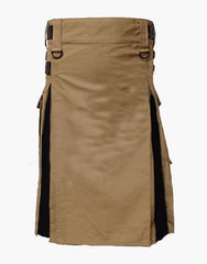KHAKI AND BLACK HYBRID UTILITY KILT - scottish kilt jacket