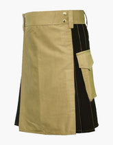 HYBRID KILT IN TWO TONES-BLACK AND KHAKI - scottish kilt jacket