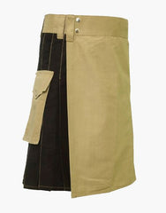 HYBRID KILT IN TWO TONES-BLACK AND KHAKI - scottish kilt jacket