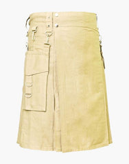 Men's Khaki Detachable Kilt - Scottish Kilt Jacket™ USA-UK