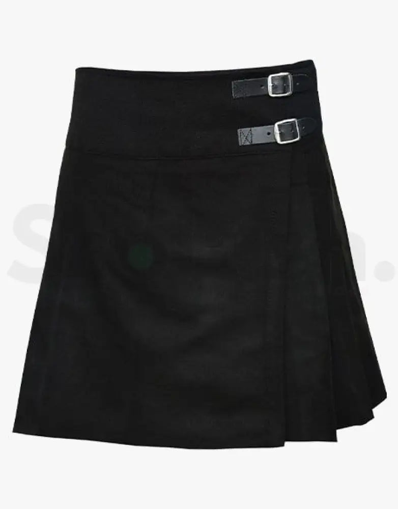 Ladies’ Plain Black Short Tartan Kilt Womens