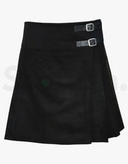 Ladies’ Plain Black Short Tartan Kilt Womens