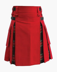 TARTAN HYBRID KILT LAUTREAMONT RED AND BLACK STEWART - scottish kilt jacket