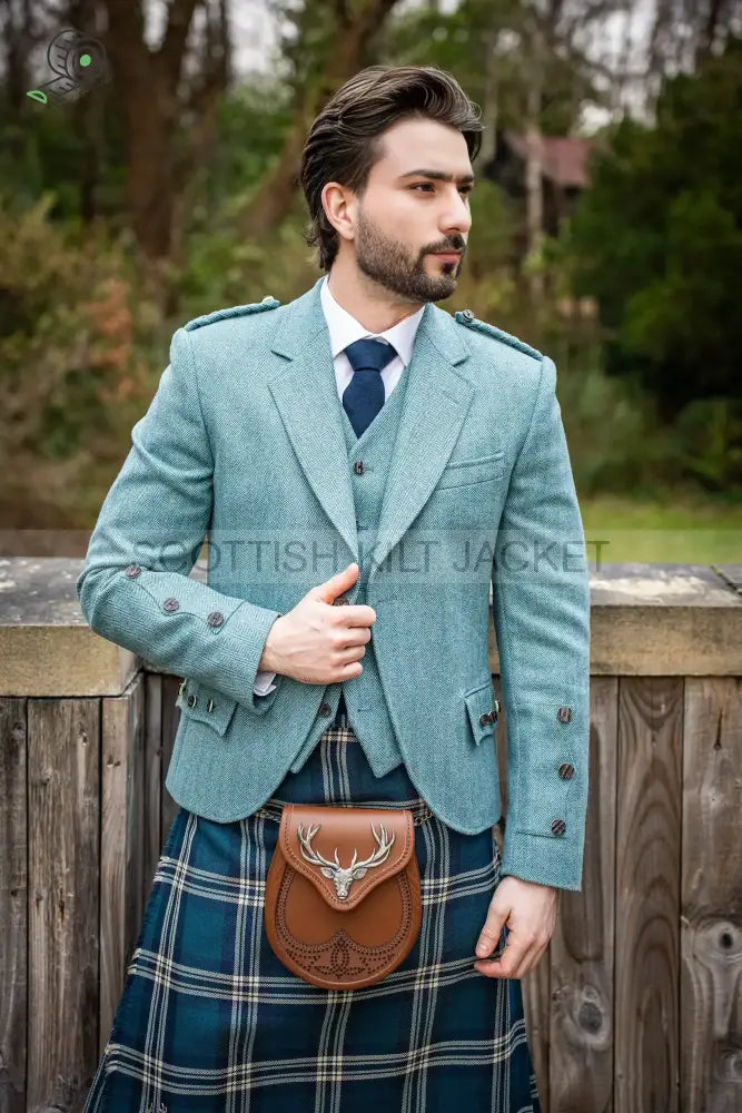 Blue tweed kilt jacket discount