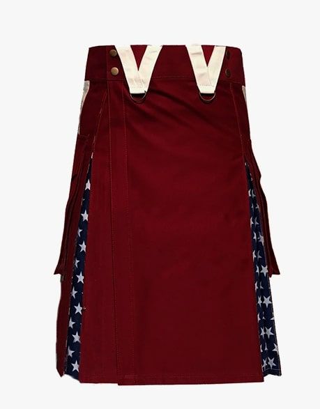 FLAG HYBRID TACTICAL KILT MAROON USA - Scottish Kilt Jacket™ USA-UK