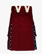 FLAG HYBRID TACTICAL KILT MAROON USA - Scottish Kilt Jacket™ USA-UK