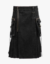 Men's Gothic rave punk kilt in black denim - Scottish Kilt Jacket™ USA-UK