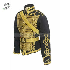 Men’s Black Military Jacket For Ceremonial Hussar Officers Jackets