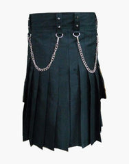 BLACK UTILITY KILT FOR MEN WITH A RED CROSS - Scottish Kilt Jacket™ USA-UK