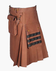 Brown Deluxe Working Utility Kilt for Men - Scottish Kilt Jacket™ USA-UK