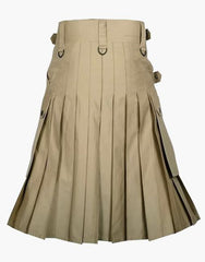 KHAKI UTILITY KILT FOR MEN INCLUDING SLANT POCKETS - Scottish Kilt Jacket™ USA-UK