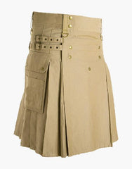 STUDDED APRON MENS KHAKI UTILITY KILT - Scottish Kilt Jacket™ USA-UK
