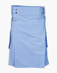 Light blue cargo kilt for men - Scottish Kilt Jacket™ USA-UK