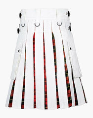 WALLACE AND MENS WHITE TARTAN HYBRID KILT - scottish kilt jacket