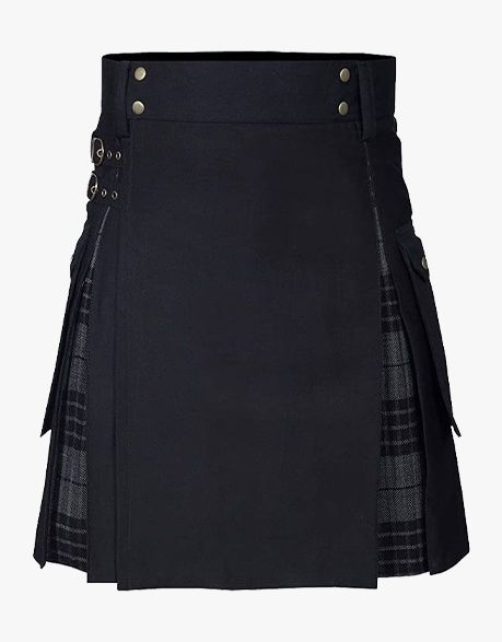 NIGHT WATCH TARTAN HYBRID KILT IN A MODERN BLACK DESIGN - scottish kilt jacket