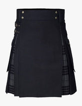 NIGHT WATCH TARTAN HYBRID KILT IN A MODERN BLACK DESIGN - scottish kilt jacket