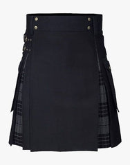 NIGHT WATCH TARTAN HYBRID KILT IN A MODERN BLACK DESIGN - scottish kilt jacket