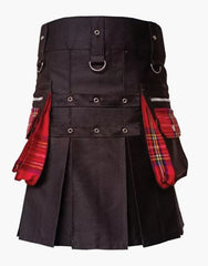 HYARRID KILT, MODERN BLACK AND ROYAL STEWART TARTAN - scottish kilt jacket