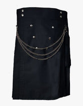 KILTS IN MODERN BLACK FASHION WITH CHAIN - Scottish Kilt Jacket™ USA-UK