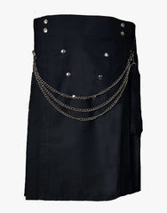 KILTS IN MODERN BLACK FASHION WITH CHAIN - Scottish Kilt Jacket™ USA-UK