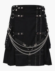 MODERN BLACK GOTHIC KILT WITH CHAINS - Scottish Kilt Jacket™ USA-UK