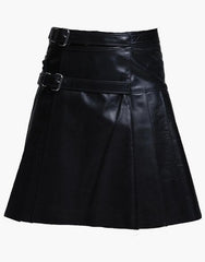 MODERN KILT IN BLACK LEATHER WITH STRAPS - Scottish Kilt Jacket™ USA-UK