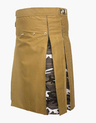 URBAN CAMO AND MODERN KHAKI HYBRID KILT - scottish kilt jacket