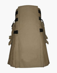 WITH DETACHABLE APRON, MODERN KHAKI UTILITY KILT - Scottish Kilt Jacket™ USA-UK