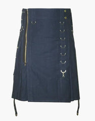 SIDE ZIPPER MODERN NAVY BLUE UTILITY KILT - Scottish Kilt Jacket™ USA-UK