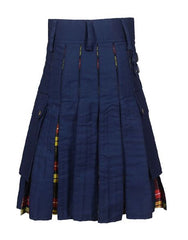 TARTAN HYBRID KILT IN NAVY BLUE AND BUCHANAN - scottish kilt jacket
