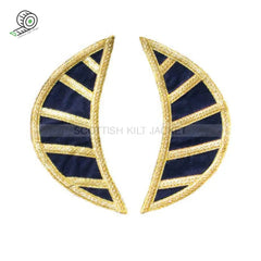 Navy Blue Pipe Band Doublet With Gold Braid White Piping And Front Zip Closure Jacket